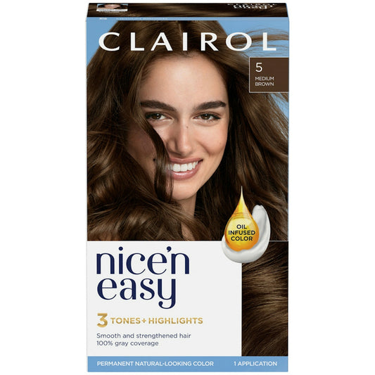 Clairol Nice 'N Easy Permanent Hair Color, 118 Natural Medium Brown, 1 Kit Hair Color Pasteur Pharmacy