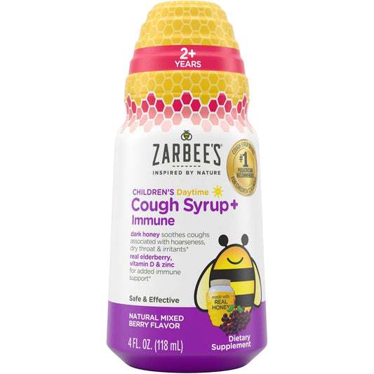 Zarbee's Cough Syrup Immune, Daytime, Natural Mixed Berry Flavor, Children's 4 Fl Oz Respiratory Care Pasteur Pharmacy