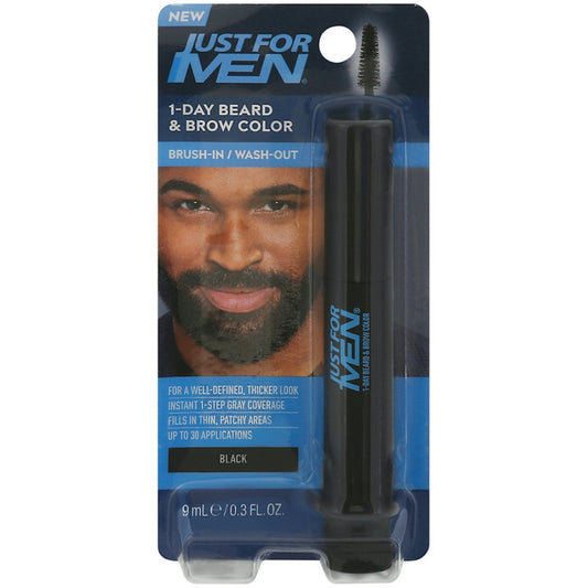Just For Men 1-Day Temporary Beard & Brow Color, Black 0.3 Fl Oz Hair Color Pasteur Pharmacy