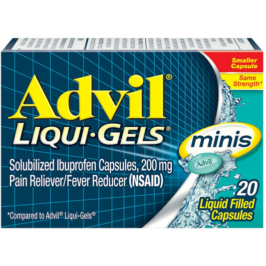 Advil Pain Reliever/Fever Reducer, 200 Mg, Liquid Filled Capsules, Minis Health & Beauty Pasteur Pharmacy