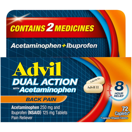 Advil Dual Action With Acetaminophen Back Pain Caplets First Aid Pasteur Pharmacy