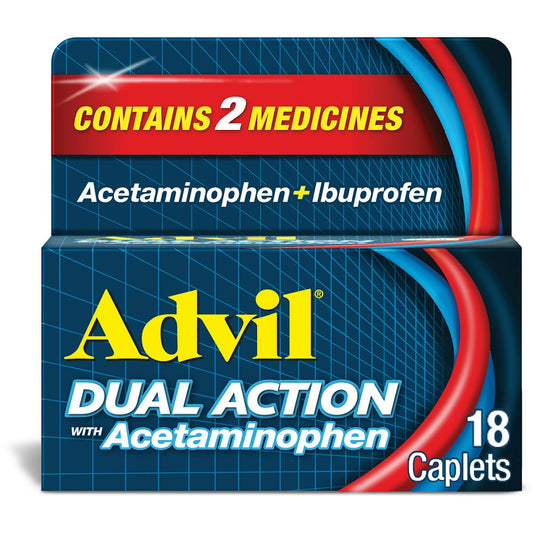 Advil Caplets Dual Action With Acetaminophen Pain Reliever 18 ct Health & Beauty Pasteur Pharmacy