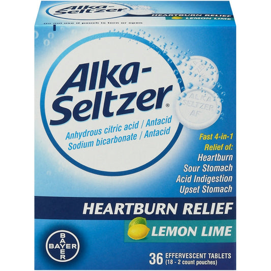 Alka-Seltzer Heartburn Relief, Lemon Lime Effervescent Tablets, 36 Count Medicine & Drugs Pasteur Pharmacy
