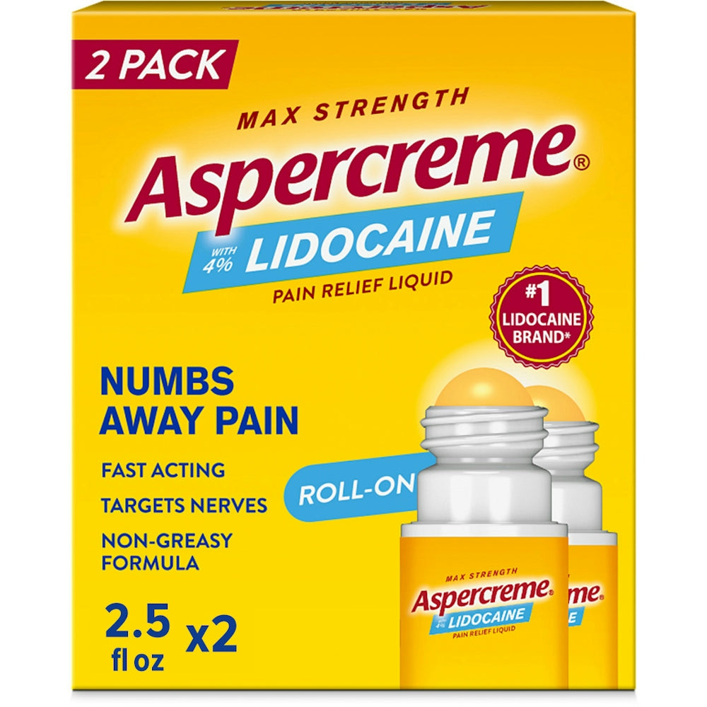 Aspercreme Pain Relief Liquid, Roll-On, Max Strength, Fragrance Free, 2.5 Fl Oz Medicine & Drugs Pasteur Pharmacy