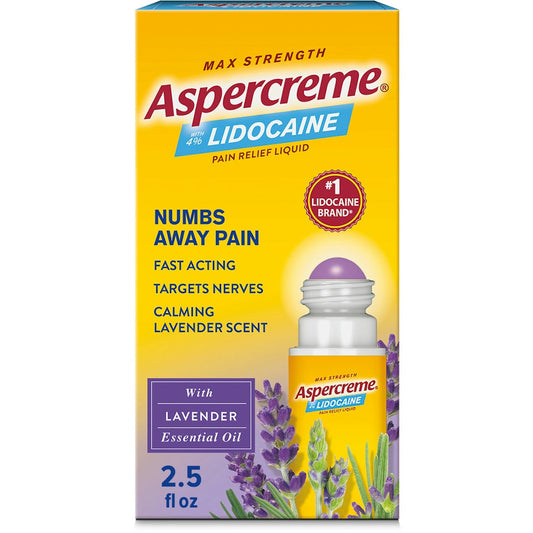 Aspercreme Max Strength Pain Relief Liquid, With 4% Lidocaine, Lavender Essential Oil, 2.5 Fl Oz (73 Ml) Medicine & Drugs Pasteur Pharmacy
