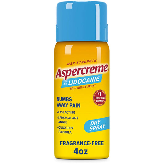 Aspercreme Odor Free Max Strength Lidocaine Pain Relief Dry Spray - 4 Oz Medicine & Drugs Pasteur Pharmacy