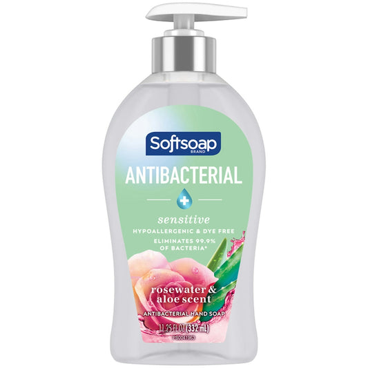 Softsoap Hand Soap, Antibacterial + Sensitive, Rose Water & Aloe Scent Liquid Hand Soap Pasteur Pharmacy