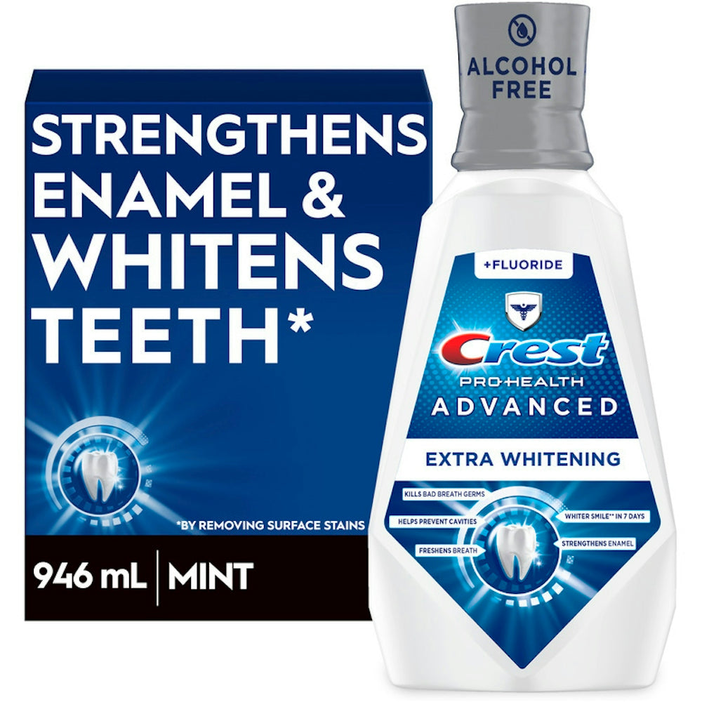 Crest Pro-Health Advanced Mouthwash, Alcohol Free, Extra Whitening, Energizing Mint Flavor, 946 mL (32 Fl Oz) Mouthwash Pasteur Pharmacy
