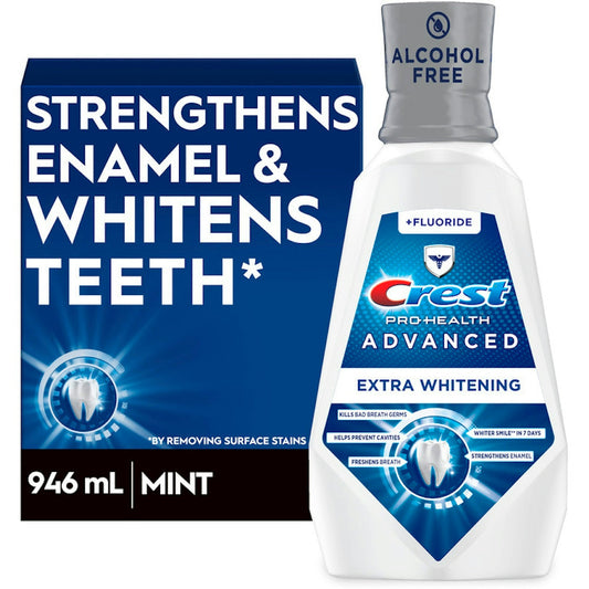 Crest Pro-Health Advanced Mouthwash, Alcohol Free, Extra Whitening, Energizing Mint Flavor, 946 mL (32 Fl Oz) Mouthwash Pasteur Pharmacy