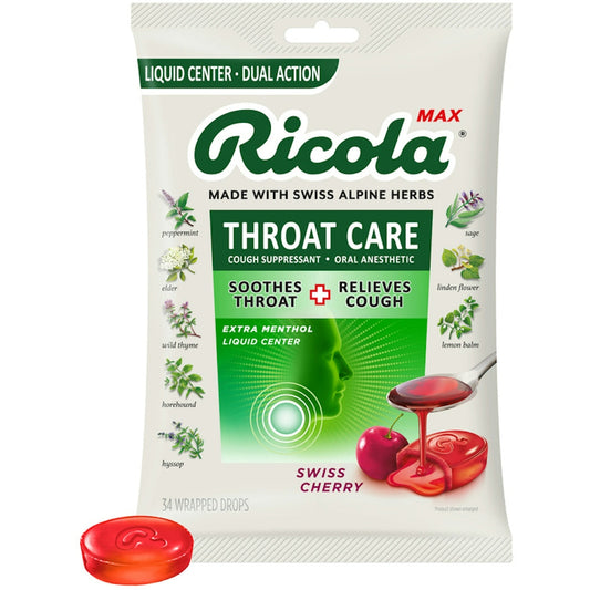 Ricola Max Throat Care Swiss Cherry Cough Drops Fitness & Nutrition Pasteur Pharmacy