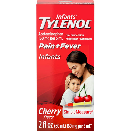 Tylenol Infants' Oral Suspension Liquid Medicine With Acetaminophen, Baby Fever Reducer & Pain Reliever For Minor Aches & Pains, Sore Throat, Headache & Toothache, Cherry Flavor, 2 Fl. Oz Health & Beauty Pasteur Pharmacy
