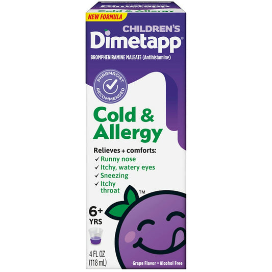 Dimetapp 6+ Yrs, Children's, Grape Flavor Cold & Allergy 4 Fl Oz Grapes Pasteur Pharmacy