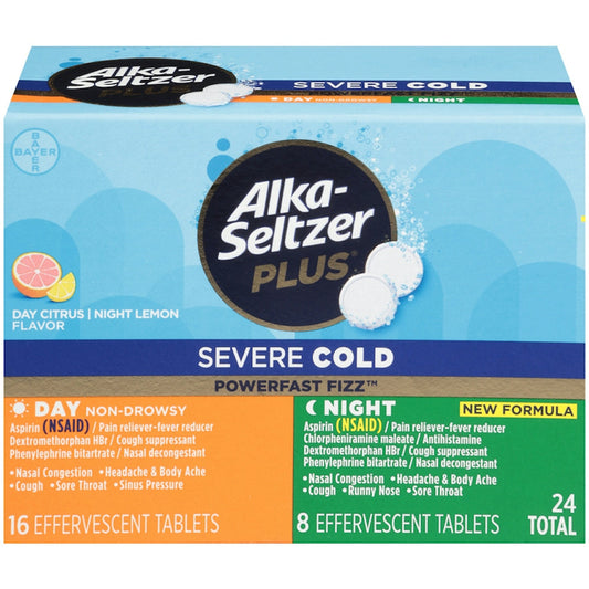 Alka-Seltzer Plus Severe Cold, Effervescent Tablets, Day Citrus/Night Lemon Flavor Health & Beauty Pasteur Pharmacy