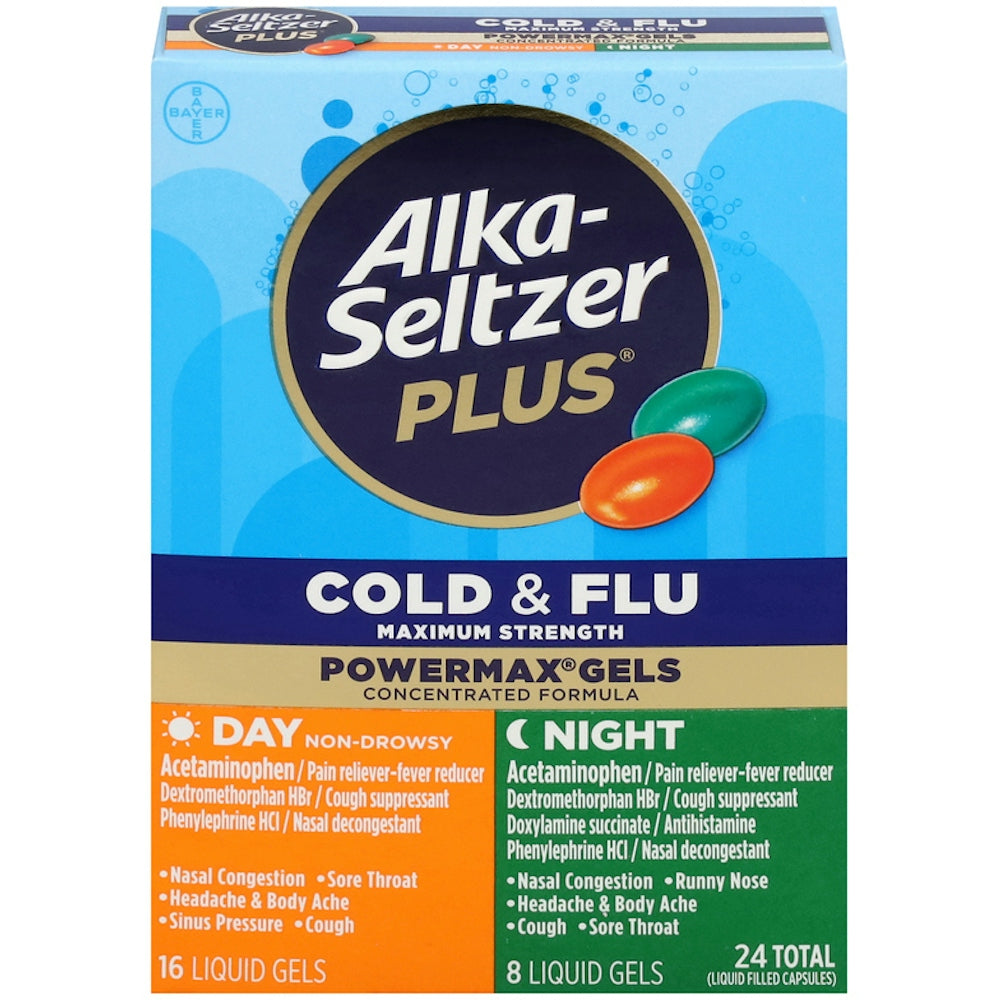 Alka-Seltzer Plus Cold & Flu, Maximum Strength, Day/Night, Liquid Gels Medicine & Drugs Pasteur Pharmacy