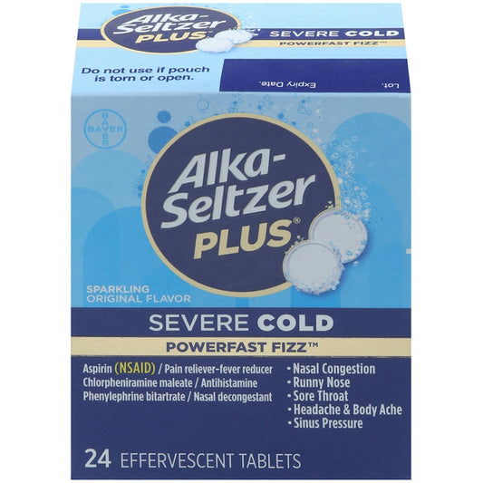 Alka-Seltzer Plus Severe Cold, Effervescent Tablets, Sparkling Original Flavor Medicine & Drugs Pasteur Pharmacy