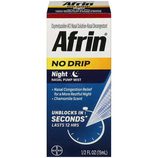 Afrin No Drip Night Pump Nasal Mist, Fast And Powerful Congestion Relief, Chamomile 0.51 Fl Oz Health & Beauty Pasteur Pharmacy