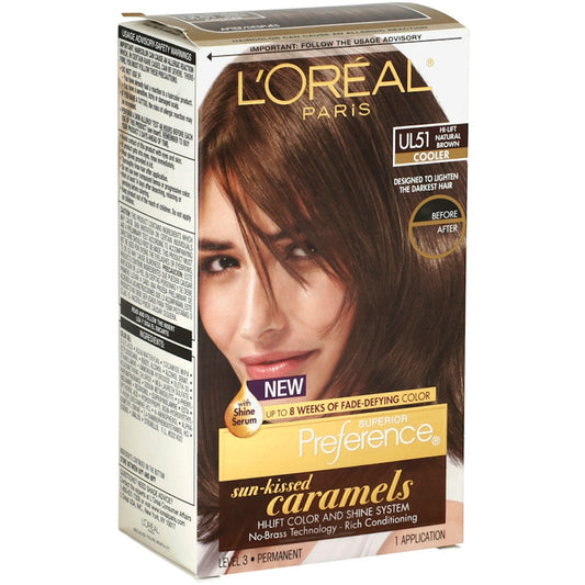 L'Oreal Paris Superior Preference Permanent Color, Sun Kissed Caramels, Cooler, Hi-Lift Natural Brown, UL51 Hair Color Pasteur Pharmacy Default Title