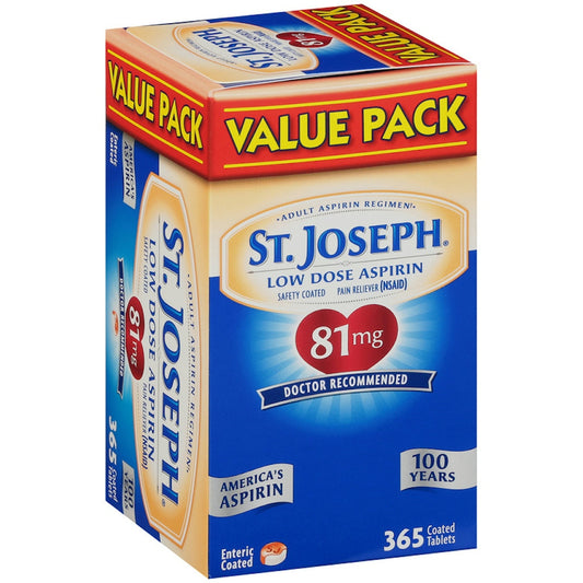 St. Joseph Low Dose Aspirin 81 mg - Safety Coated Tablets, 365 Count Value Pack Medicine & Drugs Pasteur Pharmacy