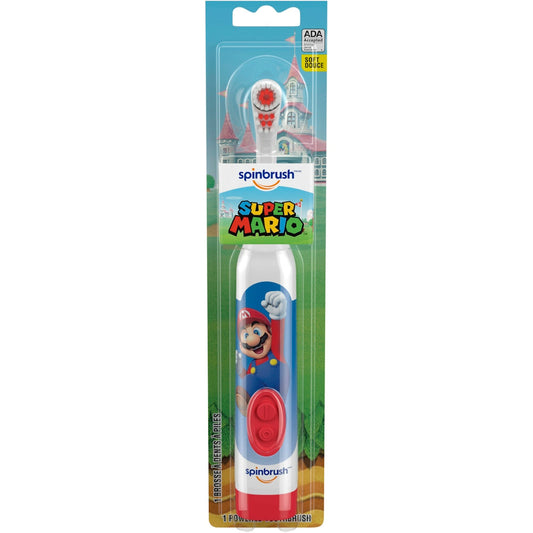 Spinbrush Kids Super Mario Electric Battery Powered Toothbrush Soft Bristles Toothbrushes Pasteur Pharmacy