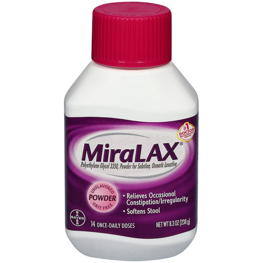 MiraLAX Laxative Powder for Gentle Constipation Relief, Unflavored – 14 Doses Medicine & Drugs Pasteur Pharmacy