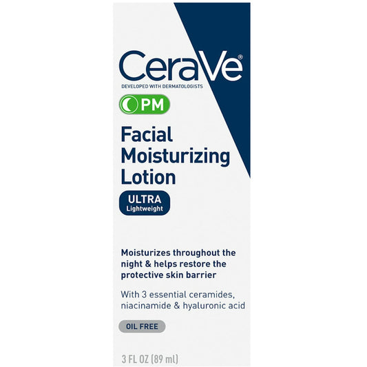 CeraVe Facial Moisturizing Lotion, PM, Oil Free, Ultra Lightweight, 3 Fl Oz Lotion & Moisturizer Pasteur Pharmacy
