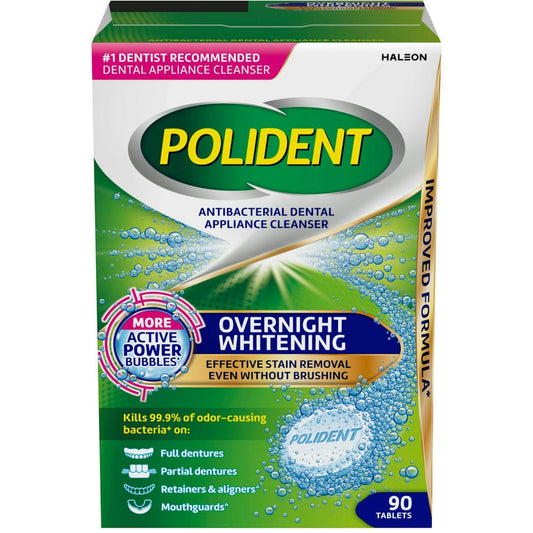 Polident Dental Appliance Cleanser, Antibacterial, Overnight Whitening, Tablets Personal Care Pasteur Pharmacy