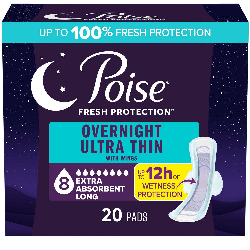 Poise Ultra-Thin With Wings Overnight Pad Personal Care Pasteur Pharmacy