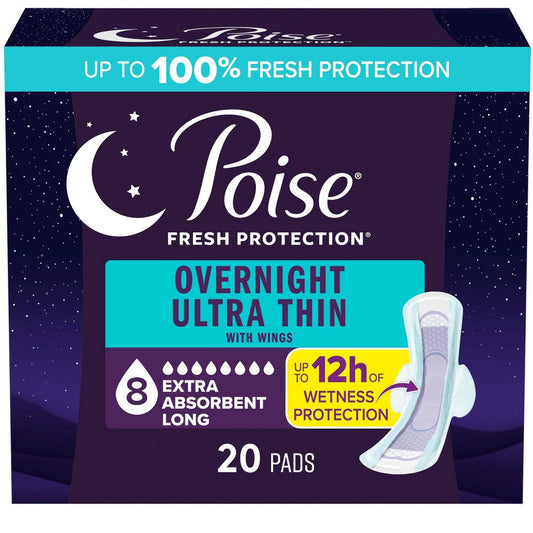 Poise Ultra-Thin With Wings Overnight Pad Personal Care Pasteur Pharmacy
