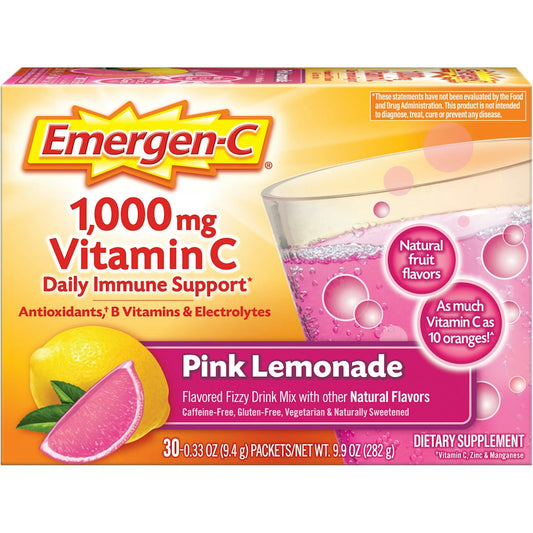 Emergen-C Vitamin Fizzy Drink Mix Pink Lemonade 1000 Mg - 30 Packets Vitamins & Supplements Pasteur Pharmacy