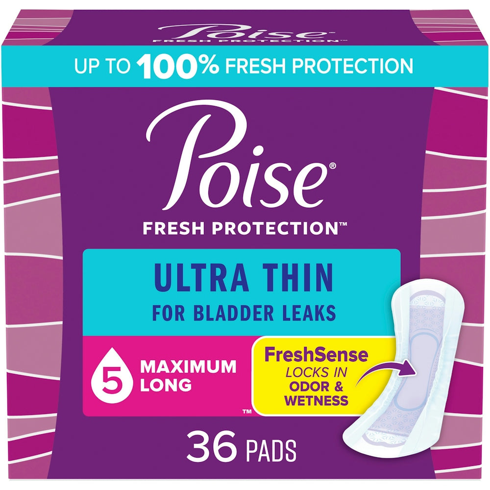Poise Ultra Thin Incontinence Pads, 5 Drop Maximum Absorbency, Long Length Personal Care Pasteur Pharmacy
