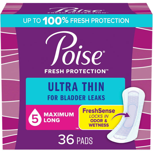 Poise Ultra Thin Incontinence Pads, 5 Drop Maximum Absorbency, Long Length Personal Care Pasteur Pharmacy