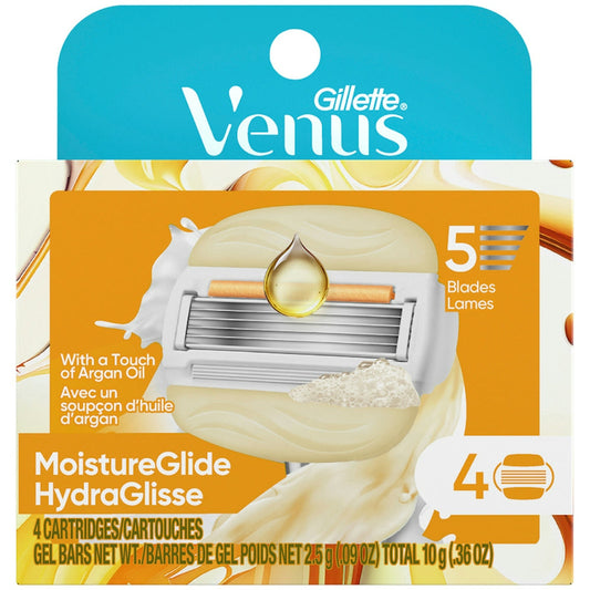 Gillette Venus MoistureGlide Women's Razor Blade Refills, 5 Blades, 4 Count Personal Care Pasteur Pharmacy
