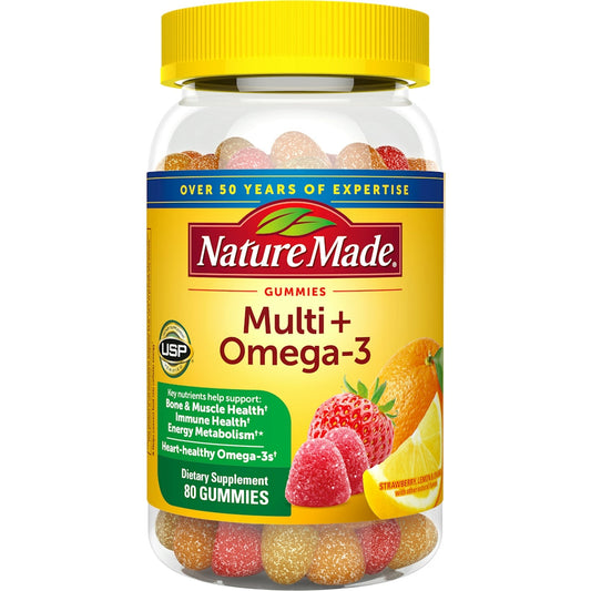 Nature Made Multivitamin + Omega-3 Gummies Strawberry, Lemon & Orange Vitamins & Supplements Pasteur Pharmacy
