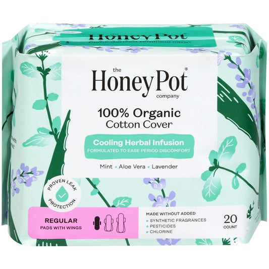 The Honey Pot Co. Herbal-Infused Pads with Wings – Regular (20 Count) Personal Care Pasteur Pharmacy