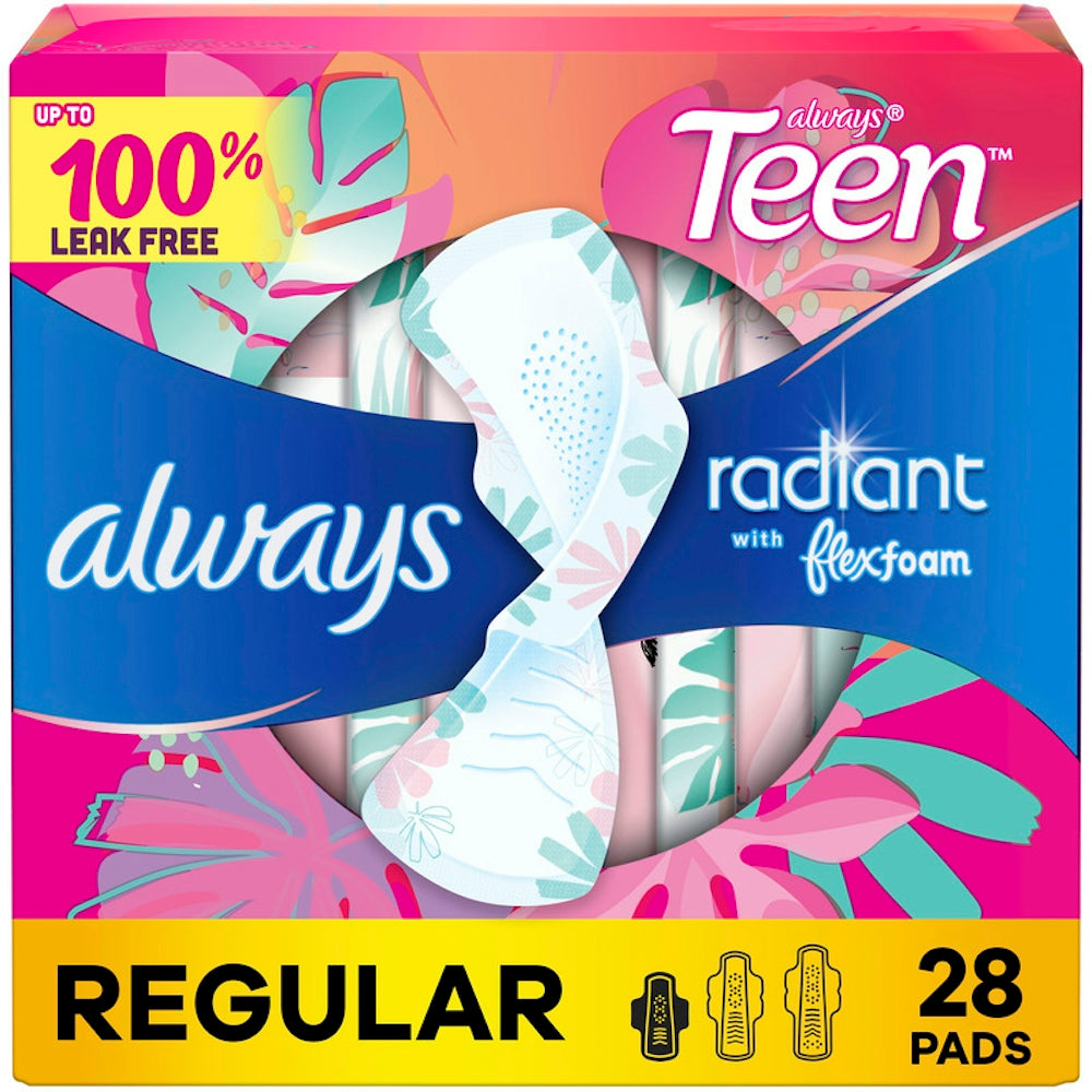 Always Radiant Pads, Teen Regular, With Wings Unscented, Size 1 Health & Beauty Pasteur Pharmacy