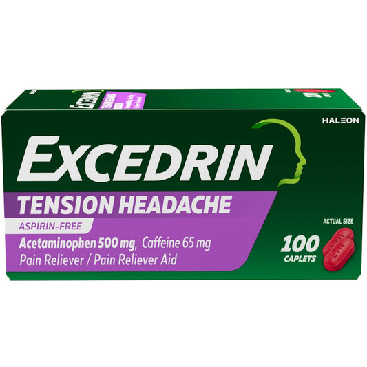 Excedrin Tension Headache, Aspirin Free, Acetaminophen And Caffeine 500 Mg/65 Mg, Caplets Health & Beauty Pasteur Pharmacy