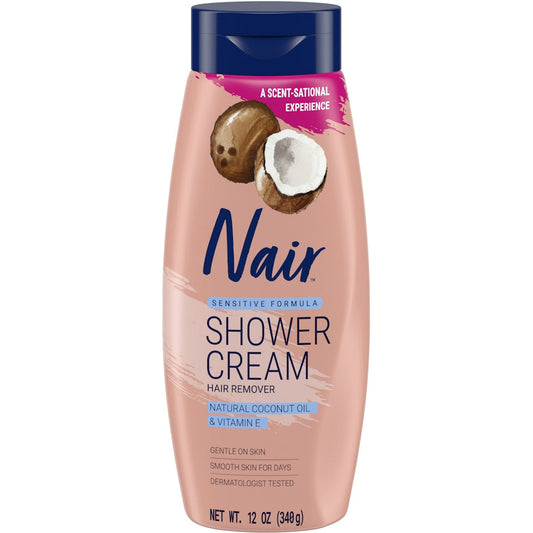 Nair Hair Remover, Natural Coconut Oil & Vitamin E, Shower Cream Hair Removal Pasteur Pharmacy