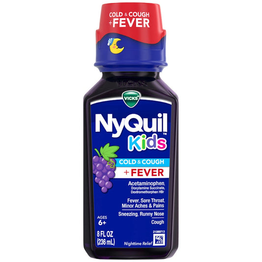 Vicks® NyQuil™ Kids Cold & Cough + Fever – Grape Flavor (8 Fl Oz) Health & Beauty Pasteur Pharmacy