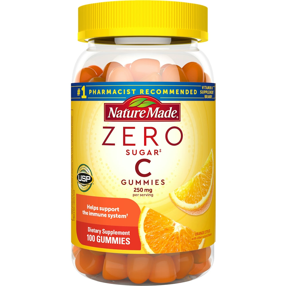 Nature Made Zero Sugar Vitamin C 250mg Gummies Orange Citrus Flavor Vitamins & Supplements Pasteur Pharmacy