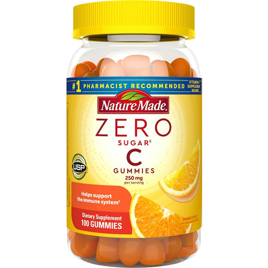 Nature Made Zero Sugar Vitamin C 250mg Gummies Orange Citrus Flavor Vitamins & Supplements Pasteur Pharmacy