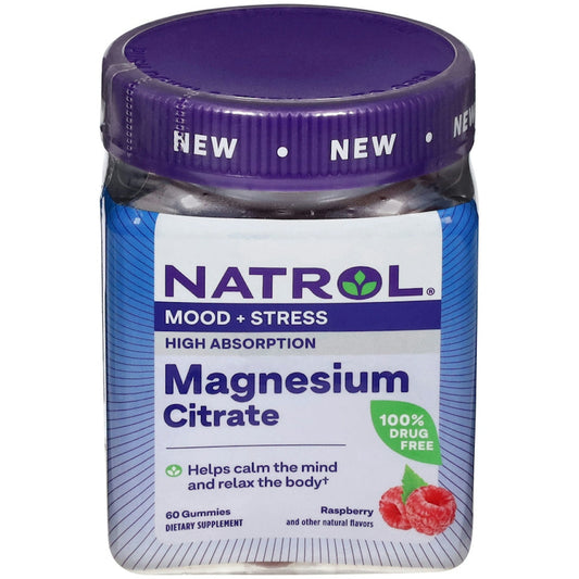 Natrol Mood & Stress Magnesium Citrate 330mg - Raspberry Flavor Gummies, 60 Count Vitamins & Supplements Pasteur Pharmacy
