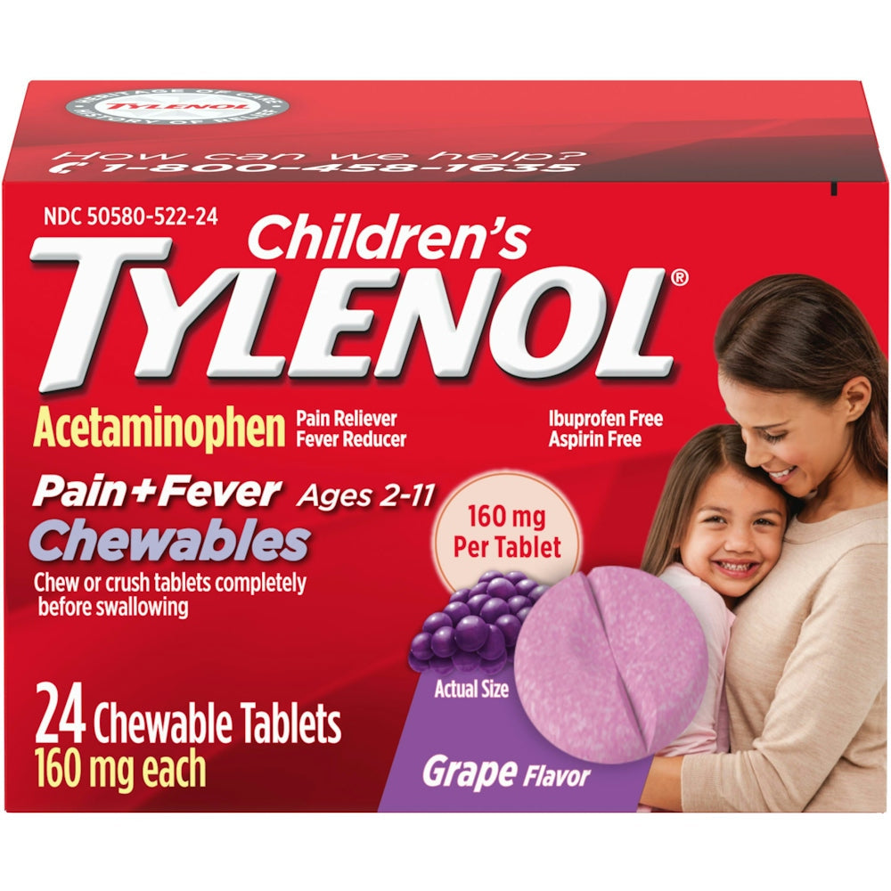 Children’s Tylenol® Chewable Tablets – Pain & Fever Relief (160 mg, Grape Flavor) Health & Beauty Pasteur Pharmacy