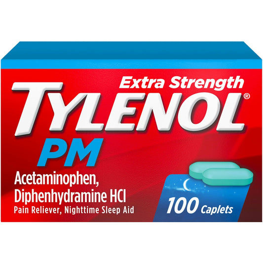 Tylenol PM Extra Strength Nighttime Pain Reliever & Sleep Aid, 100 Caplets Medicine & Drugs Pasteur Pharmacy
