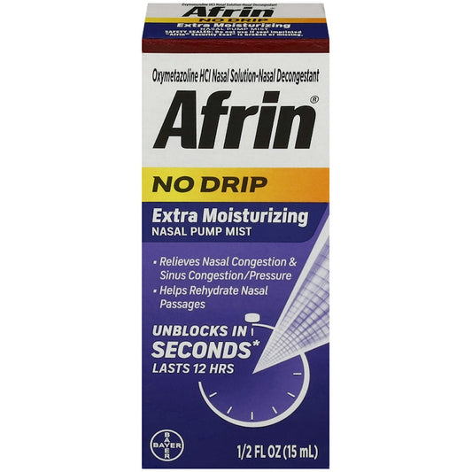 Afrin Nasal Pump Mist, Extra Moisturizing, No Drip 0.5 Fl Oz Respiratory Care Pasteur Pharmacy
