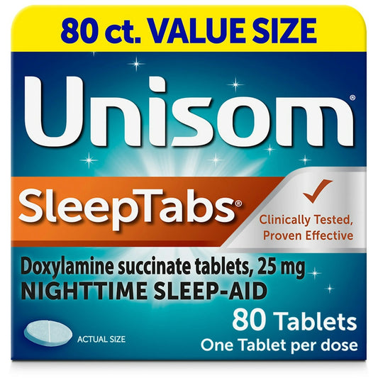 Unisom SleepTabs Nighttime Sleep Aid, 25mg Doxylamine Succinate – 80 Count Sleeping Aids Pasteur Pharmacy
