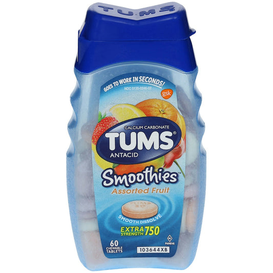 Tums Smoothies Antacid Extra Strength Chewable Tablets Assorted Fruit 60ct Health & Beauty Pasteur Pharmacy