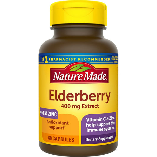 Nature Made Elderberry 400 Mg Extract With Vitamin C And Zinc Capsules Dietary Supplement Vitamins & Supplements Pasteur Pharmacy