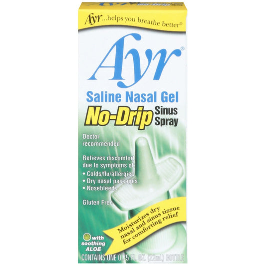 Ayr Sinus Spray, No Drip, Saline Nasal Gel 0.75 Fl Oz Respiratory Care Pasteur Pharmacy