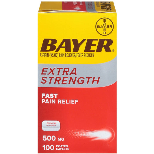 Bayer Extra Strength Aspirin 500mg Coated Caplets – Powerful Pain Relief, 100 ct Medicine & Drugs Pasteur Pharmacy