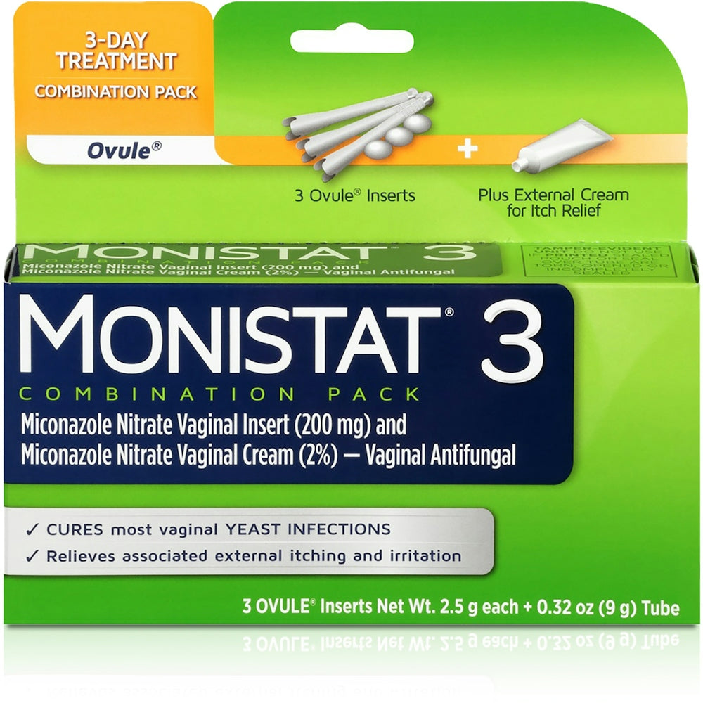 Monistat Combination Pack Ovule Inserts + External Cream Vaginal Antifungal Health & Beauty Pasteur Pharmacy